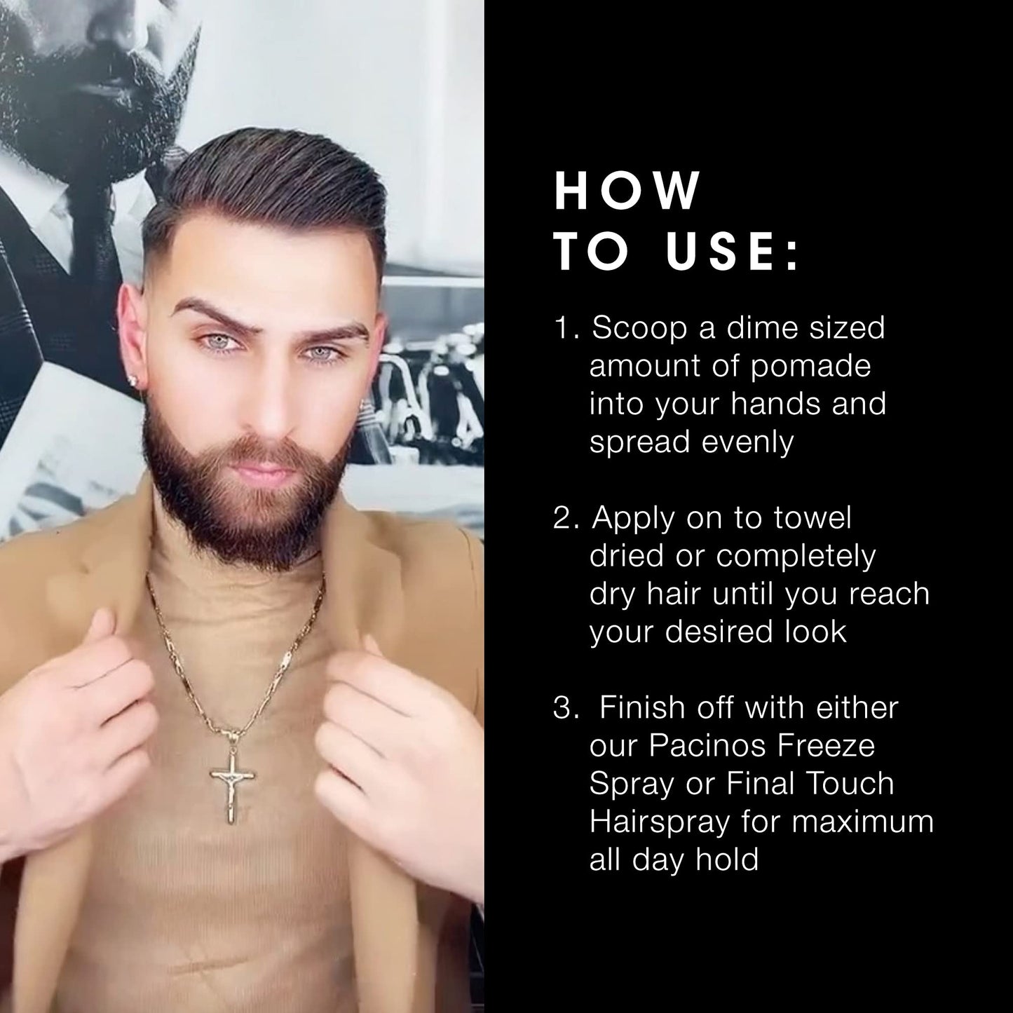 Pacinos Sleek - Signature Extra Hold Pomade with Shine, Long Lasting Definition, All Hair Types, 2 fl. oz.