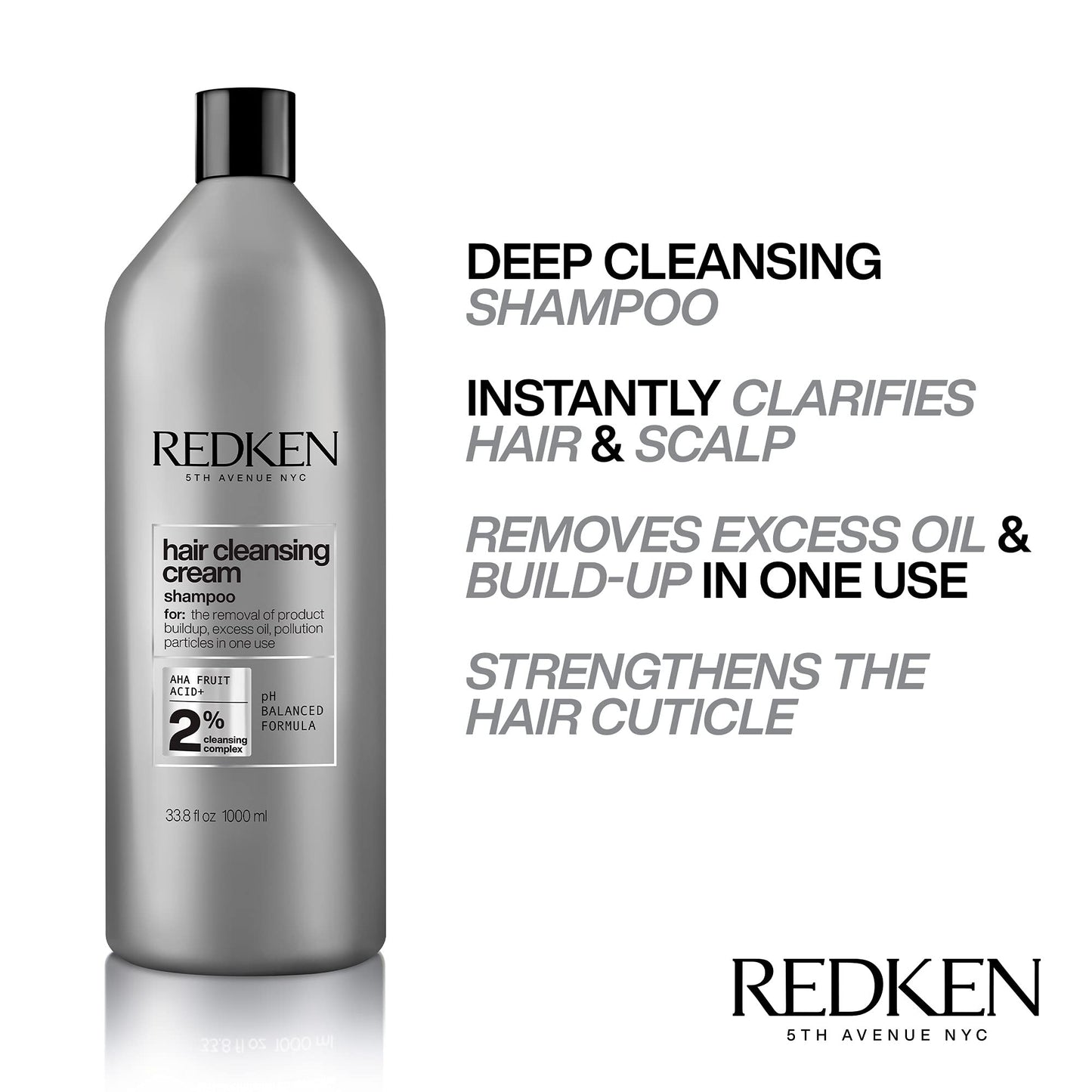 Redken Detox Hair Cleansing Cream Clarifying Shampoo For All Hair Types - Removes Buildup and Strengthens Hair Cuticle, 33.8 Fl Oz Beauty and Personal Care Redken