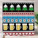 Batmerry Christmas Trees Beer Decorative Shower Curtain, Nordic Sweater Pattern, Cute Long Wide Shower Curtain for Bathroom Farmhouse Bathtub…