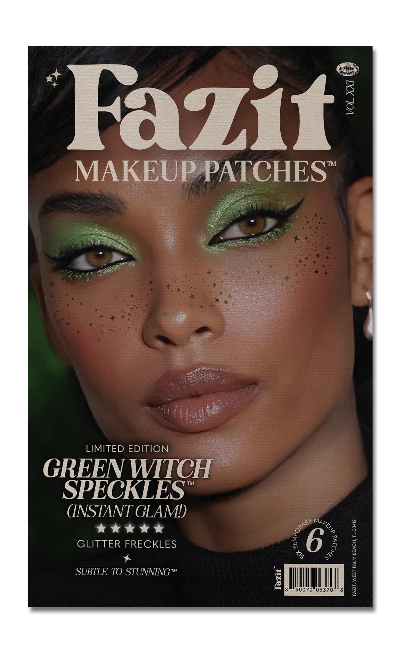 Fazit Makeup Patches - Green Witch Speckles - Glow Up Make-Up Patches - Cute Glitter Makeup Accessories for Women - Cosmetic Glitter for Face