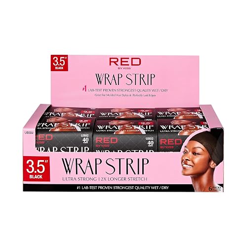 Red by Kiss Hair Wrapping Strip, Ultra Strong 2X Longer Stretch, 40 Strips, Suitable for Wet/Dry Hair, White, Styling Paper for Sleek Hairstyles