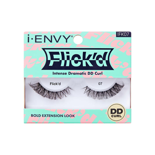 i-ENVY False Lashes Flick'd D-Curl Strip Lashes Volume Bouncy Natural Clear Band Cat Eye Dramatic Trendy Extensions Reusable Eye Lashes (07)