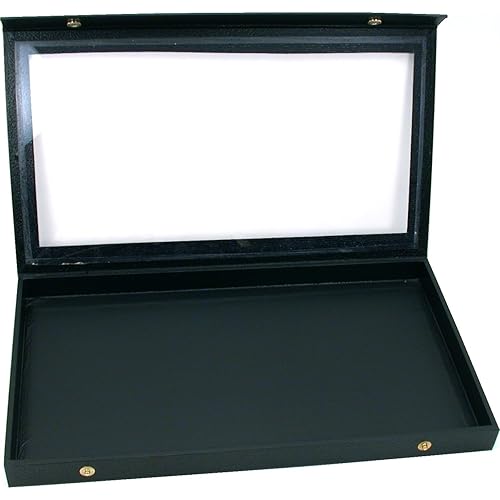 FindingKing Jewelry Box Holder Tray 32 Earring Display Case Organizer Storage Black Clear
