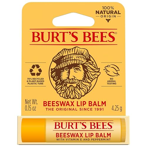 Burt's Bees Burt's Bees 100% Natural Origin Moisturizing Lip Balm, Original Beeswax with Vitamin E & Peppermint Oil, 1 Tube, 0.04 ounce