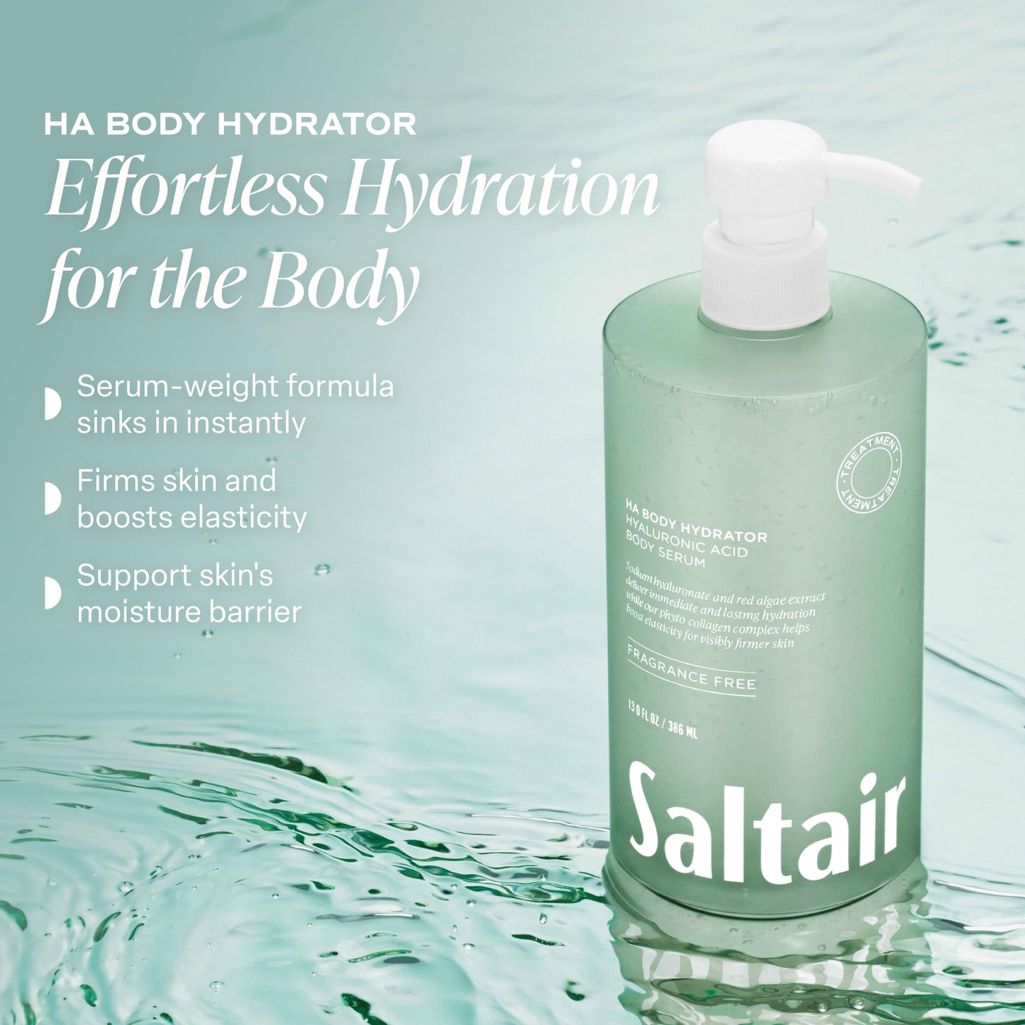 Saltair Hyaluronic Acid Body Serum - Hydrating Body Lotion for Smoother Looking Skin - Sheer Gel Moisturizer with Sodium Hyaluronate & Red Algae Beauty and Personal Care Saltair