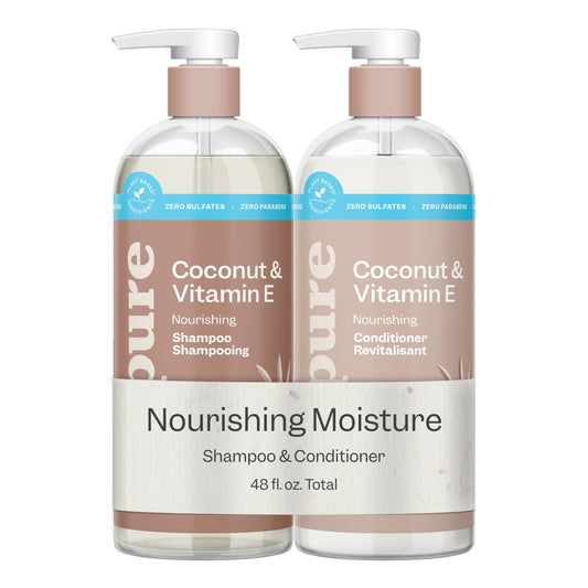 Renpure Coconut & Vitamin E Shampoo & Conditioner Set, Plant-Based - Nourishes & Seals In Moisture For Soft, Healthy Hair - For Dry, Lifeless Hair