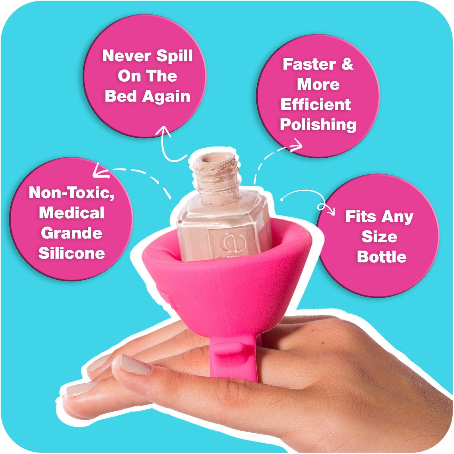 Tweexy Wearable Nail Polish Holder Ring - Hands-Free, Portable Manicure Accessory, Secure Grip for All Bottle Sizes, Convenient Nail Polish Organizer