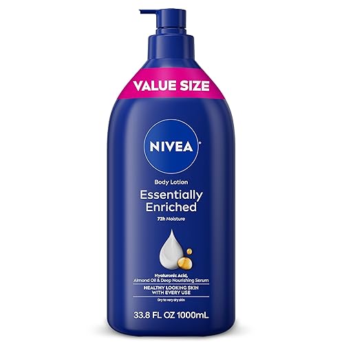 NIVEA Essentially Enriched Body Lotion for Very Dry Skin with Hyaluronic Acid, Almond Oil and Deep Nourishing Serum, 72-Hour Body Moisturizer, 33.8 Fl