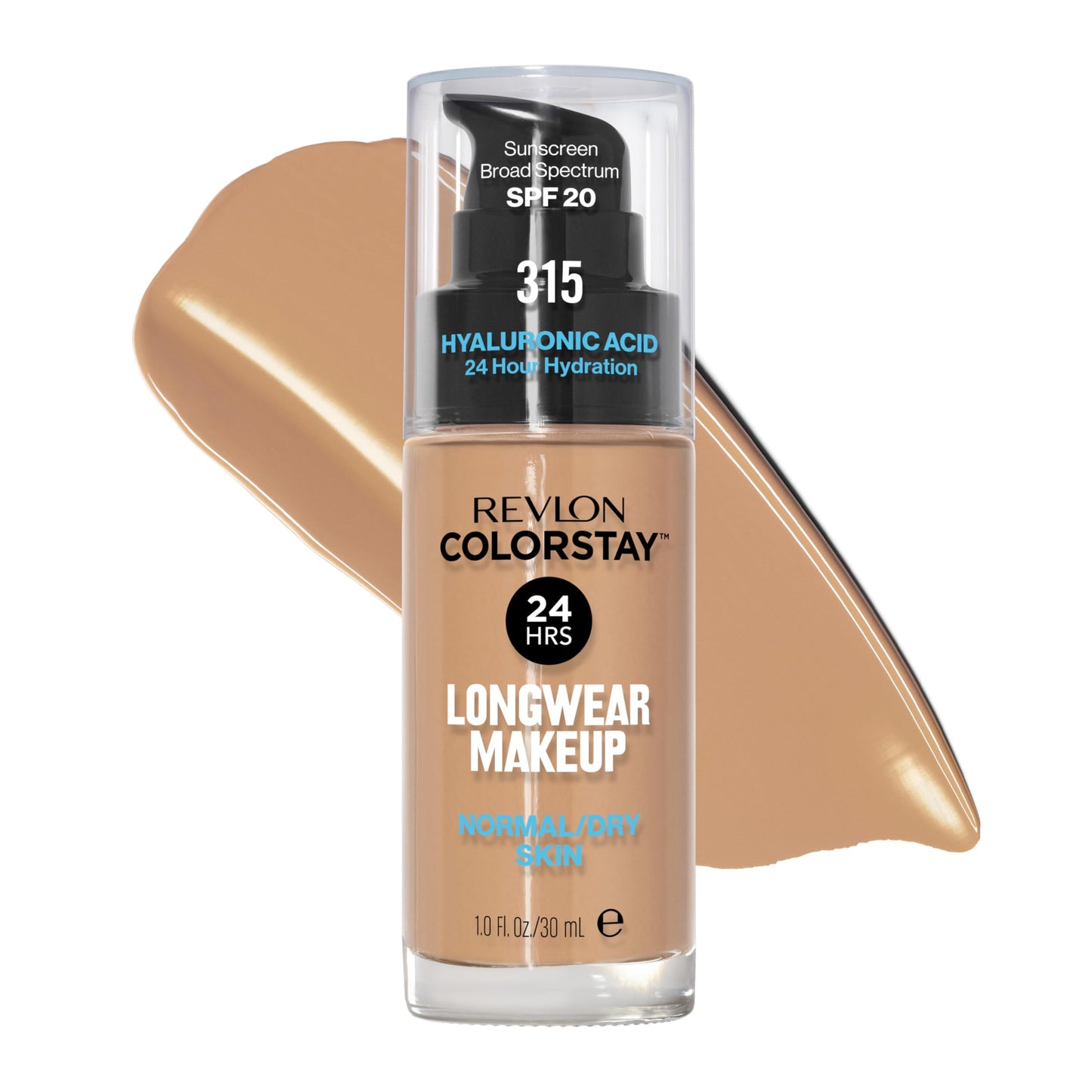 Revlon Liquid Foundation, ColorStay Face Makeup for Normal & Dry Skin, SPF 20, Longwear Medium-Full Coverage with Natural Finish, 315 Butterscotch, 1