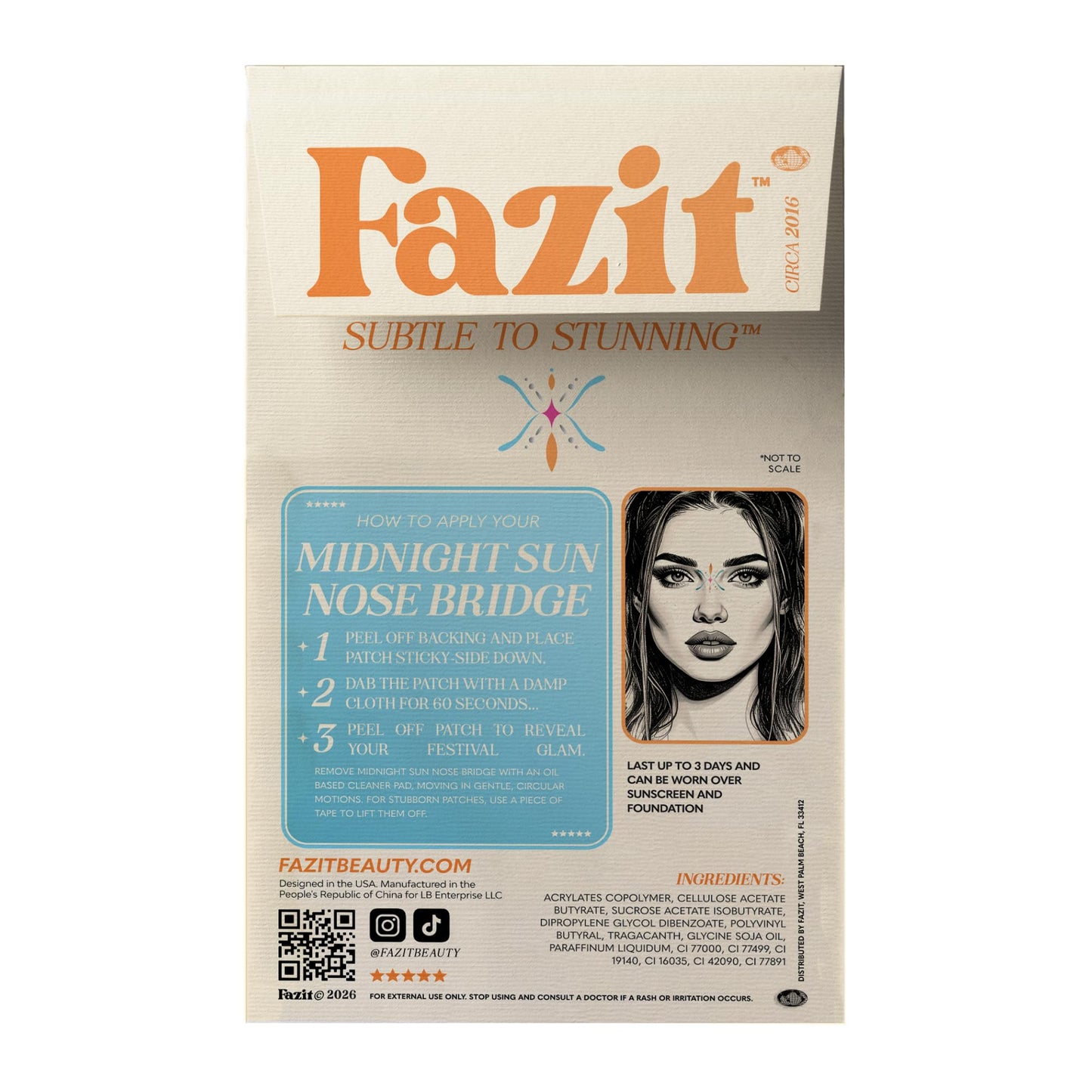 Fazit Makeup Patches - Midnight Sun Nose Bridge - Glow Up Make-Up Patches - Cute Glitter Makeup Accessories for Women - Cosmetic Glitter for Face