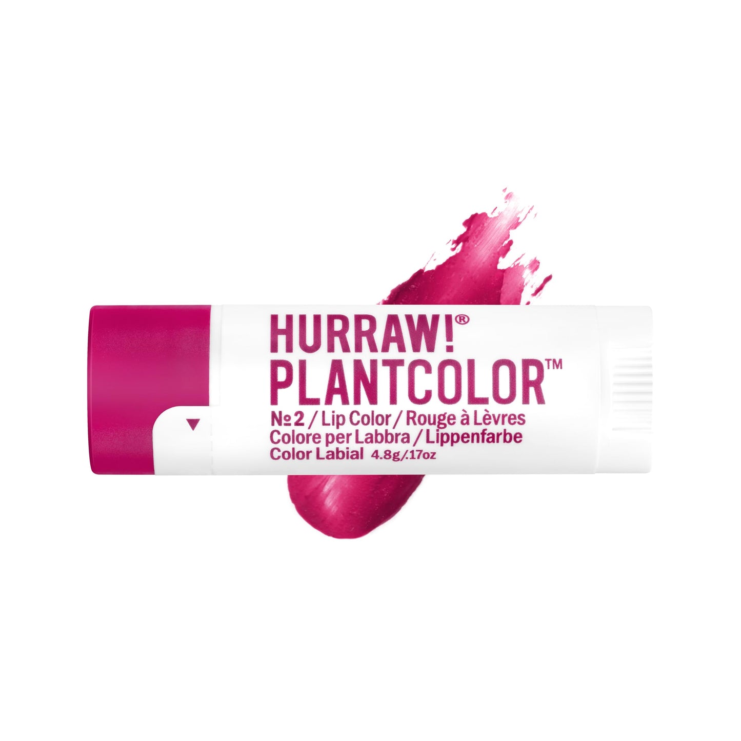 Hurraw! Plantcolor Lip Color No. 2: Red/Purple shade. Highly pigmented tinted balm and lipstick alternative. Vegan and all-natural. Easy application.