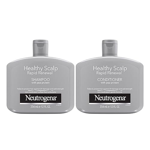 Neutrogena Healthy Scalp Rapid Renewal Shampoo & Conditioner with Pea Protein, UV Damage Protecting Shampoo for Strong Healthy-Looking Hair, 12 Fl Oz