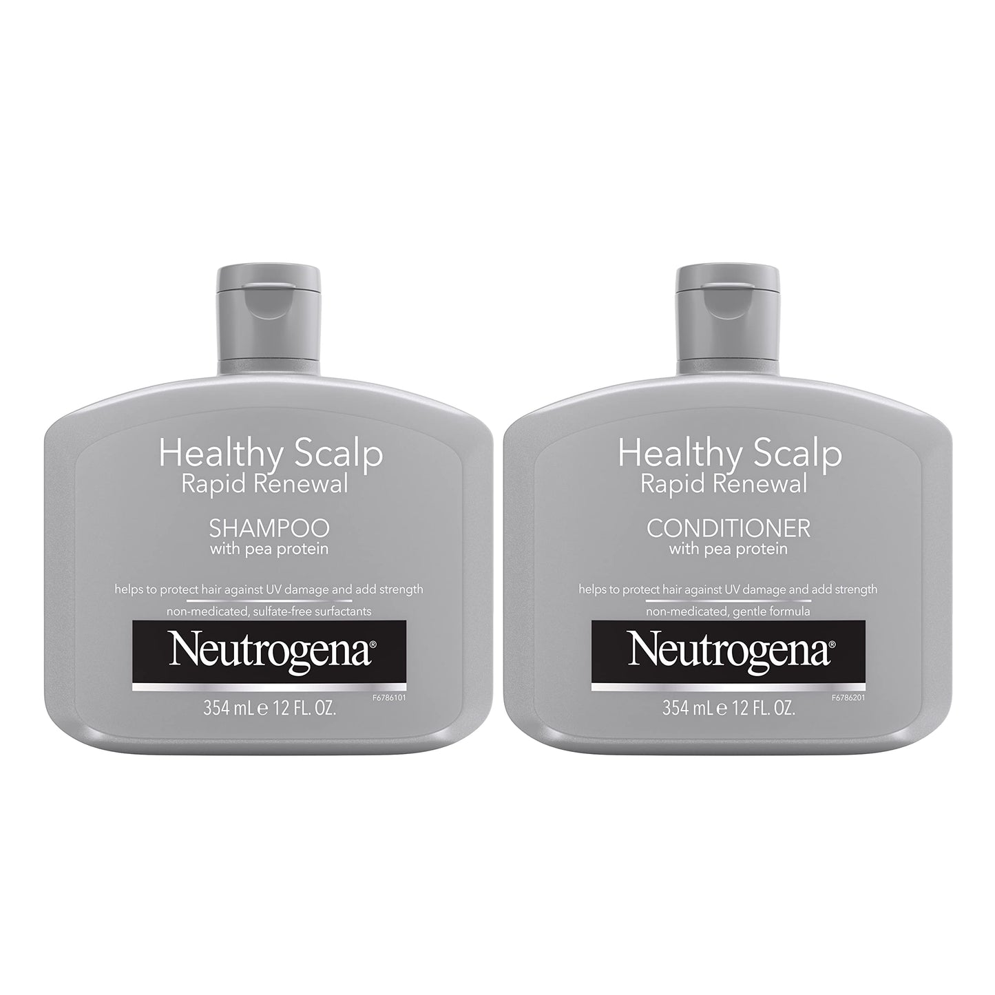 Neutrogena Healthy Scalp Rapid Renewal Shampoo & Conditioner with Pea Protein, UV Damage Protecting Shampoo for Strong Healthy-Looking Hair, 12 Fl Oz
