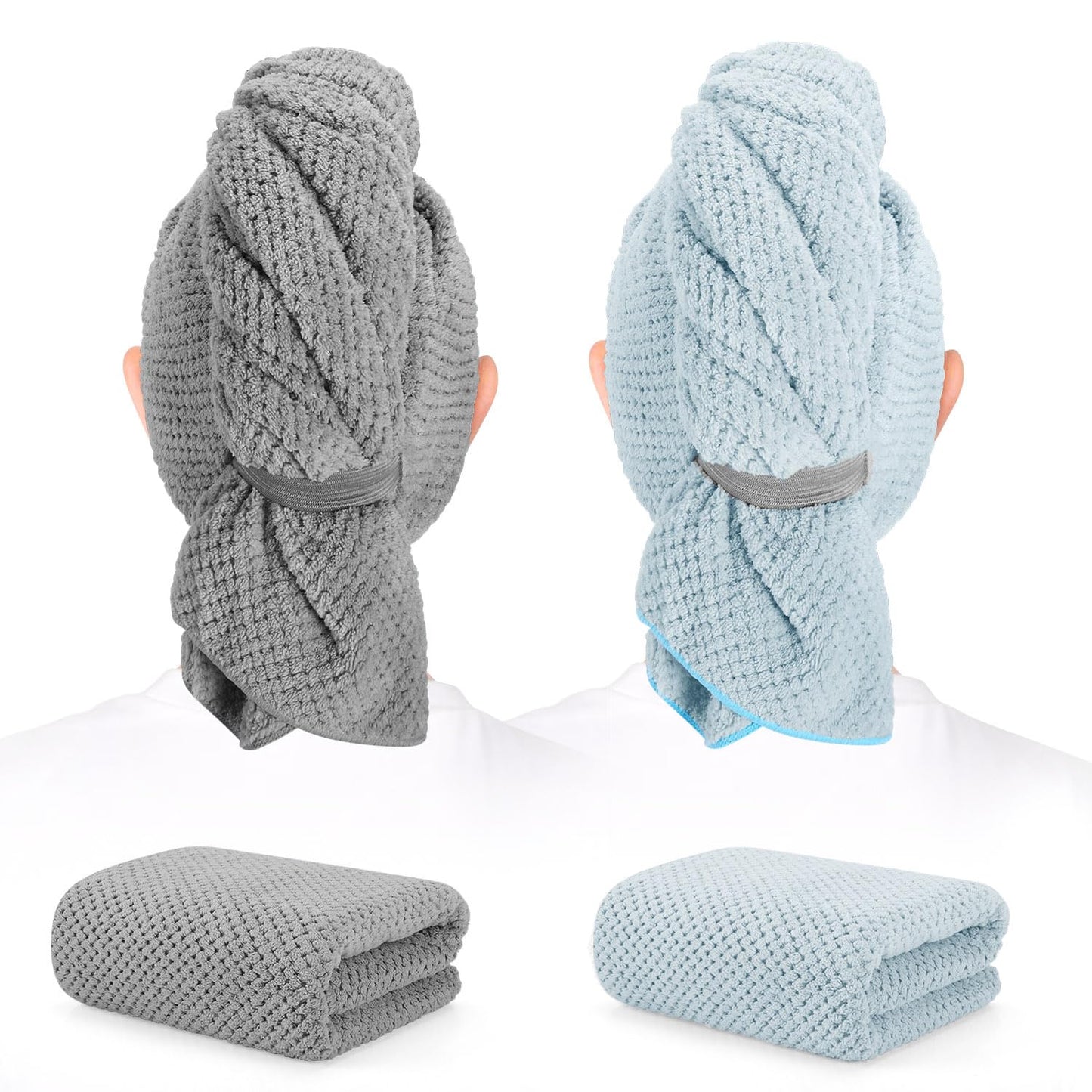 BEoffer 2 Pack Microfiber Hair Towel - 41 x 24 inches Super Soft, Absorbent, Fast Drying Without Frizz Hair Towel Wrap for Women Long, Thick, Curly Beauty and Personal Care BEoffer Default Title