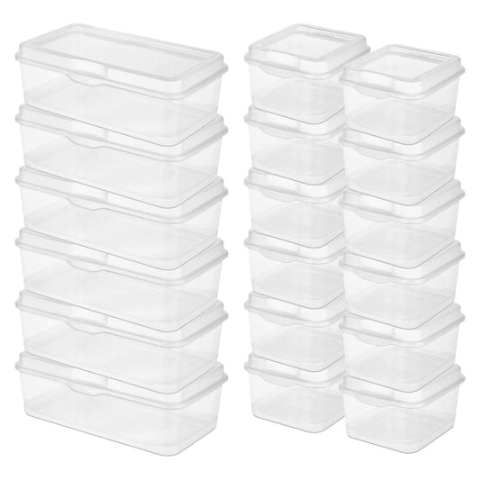 Sterilite 6-Pack Rectangular Large & 12-Pack Square Small FlipTop, Clear Plastic Storage Box with Hinged Lid - Stackable Multipurpose Organizer…