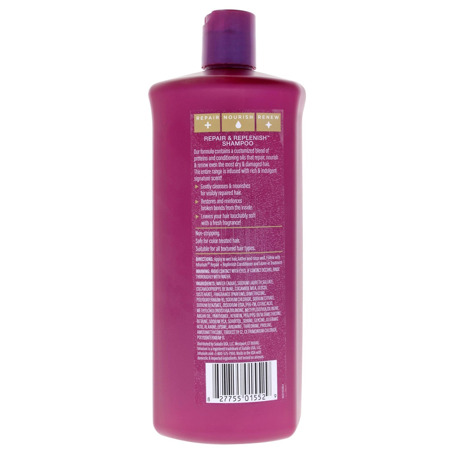 Infusium Repair and Replenish Nourishing Shampoo - Hydrating and Clarifying Shampoo for Build Up - Ceramides, Keratin, and Argan Oil - 33.8 oz