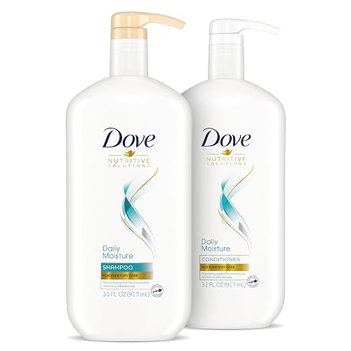 Dove Nutritive Solutions Moisturizing Shampoo and Conditioner with Pump Daily Moisture 2 Count for Dry Hair with Pro-Moisture Complex for Manageable