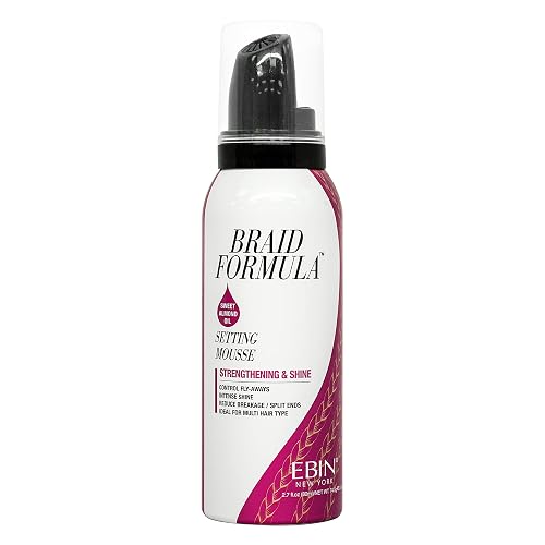 EBIN NEW YORK Braid Formula Setting Mousse Sweet Almond Oil - Strengthening Braid Foam for Braids, Twists & Locs, for Men & Women, Moisturizing