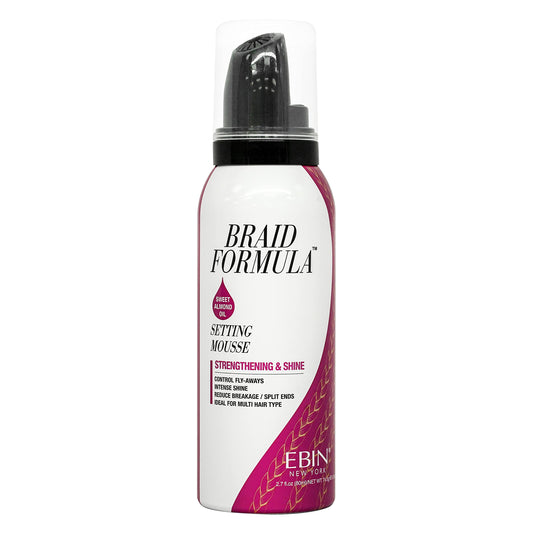 EBIN NEW YORK Braid Formula Setting Mousse Sweet Almond Oil - Strengthening Braid Foam for Braids, Twists & Locs, for Men & Women, Moisturizing