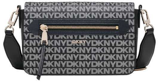 DKNY Womens Bryant Logo Ave Medium Flap Crossbody Handbags