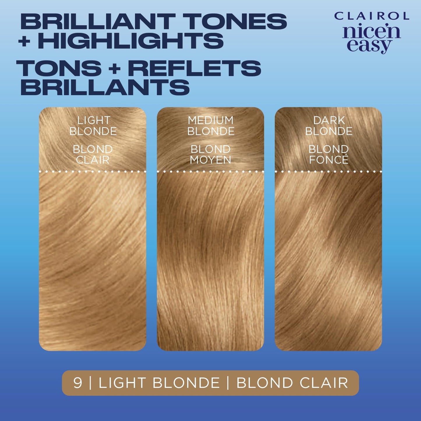 Clairol Nice'n Easy Permanent Hair Dye, 9 Light Blonde Hair Color, Pack of 1