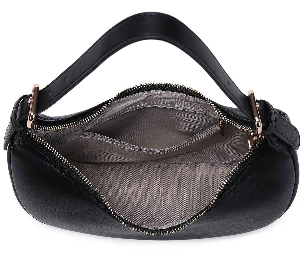 SYXLCYGJ Fashion Small Crescent Underarm Shoulder Bag for Women Trendy Purse Hobo Handbags Clutch Crossbody Bag（Black）
