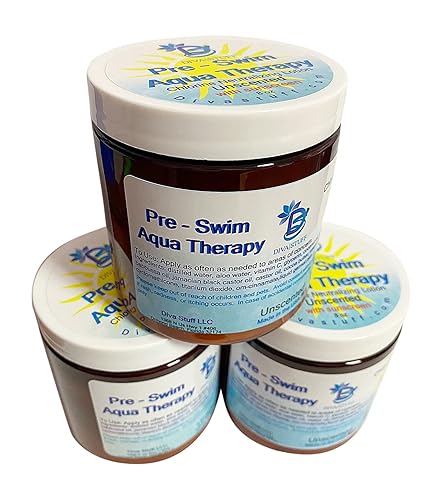 Diva Stuff Pre-Swim Aqua Therapy Chlorine Neutralizing Body Lotion, Protects Skin From Chlorine and Salt Water, 3 Pack, 8 oz - Made in the USA