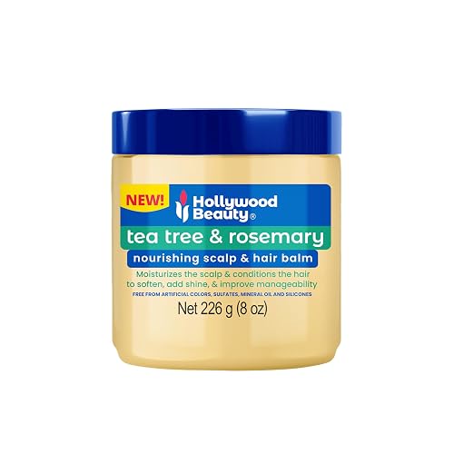 Hollywood Beauty Tea Tree & Rosemary Nourishing Scalp & Hair Balm, 8 oz - Conditions and Softens Hair