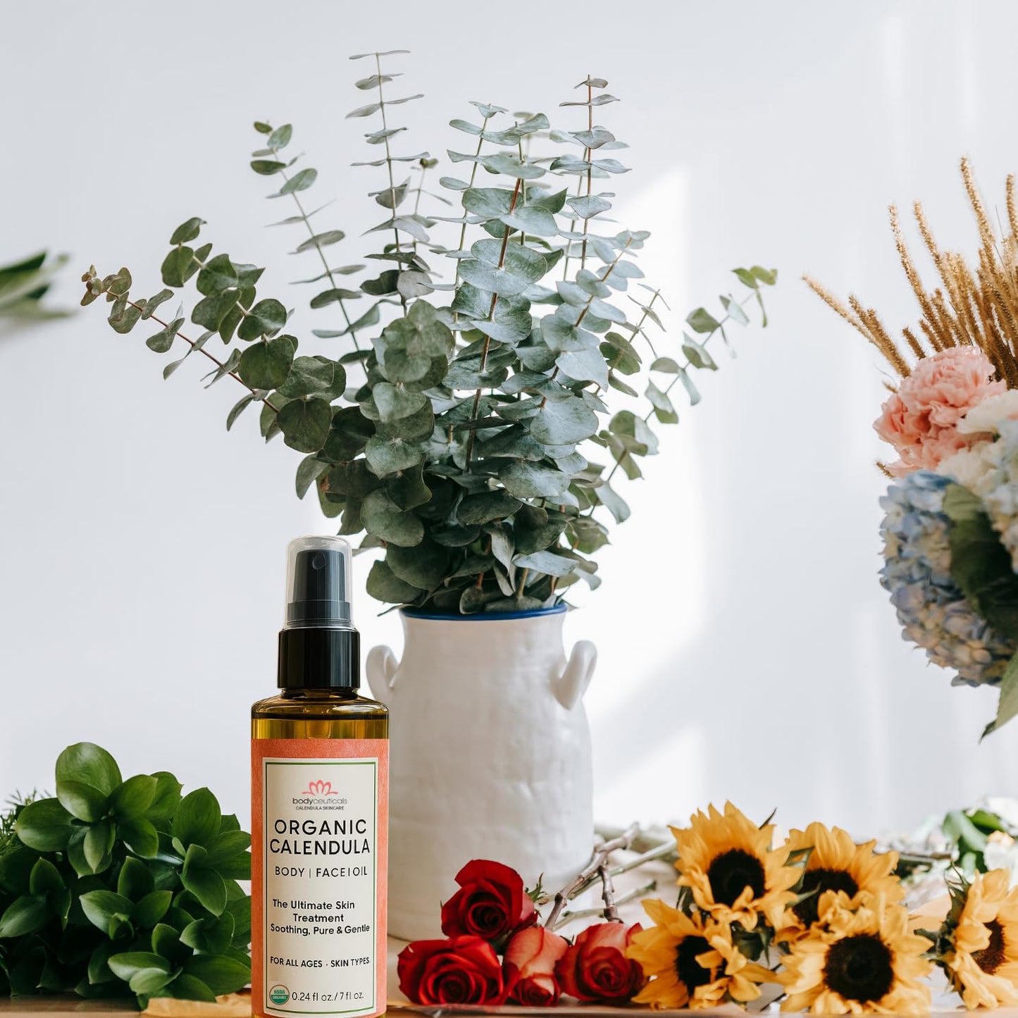 Bodyceuticals Organic Calendula Oil, Skincare Extract with Fresh Calendula Flowers and Olive, Moisturizing and Repairing, Vegan, Non-GMO, Kosher