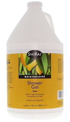 ShiKai Daily Moisturizing Shower Gel (Yuzu, 1 Gallon) | Gentle Soap-Free Formula | with Aloe Vera & Finely Ground Oatmeal for Soft, Healthy Skin | Dry