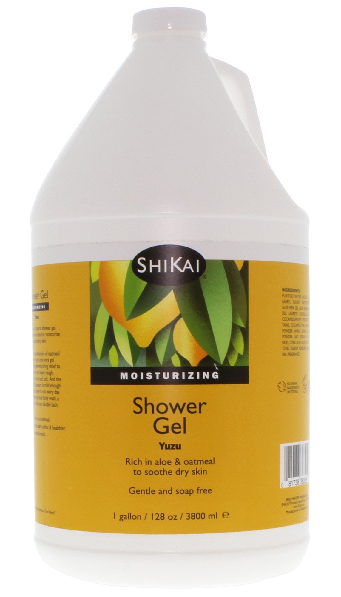 ShiKai Daily Moisturizing Shower Gel (Yuzu, 1 Gallon) | Gentle Soap-Free Formula | with Aloe Vera & Finely Ground Oatmeal for Soft, Healthy Skin | Dry