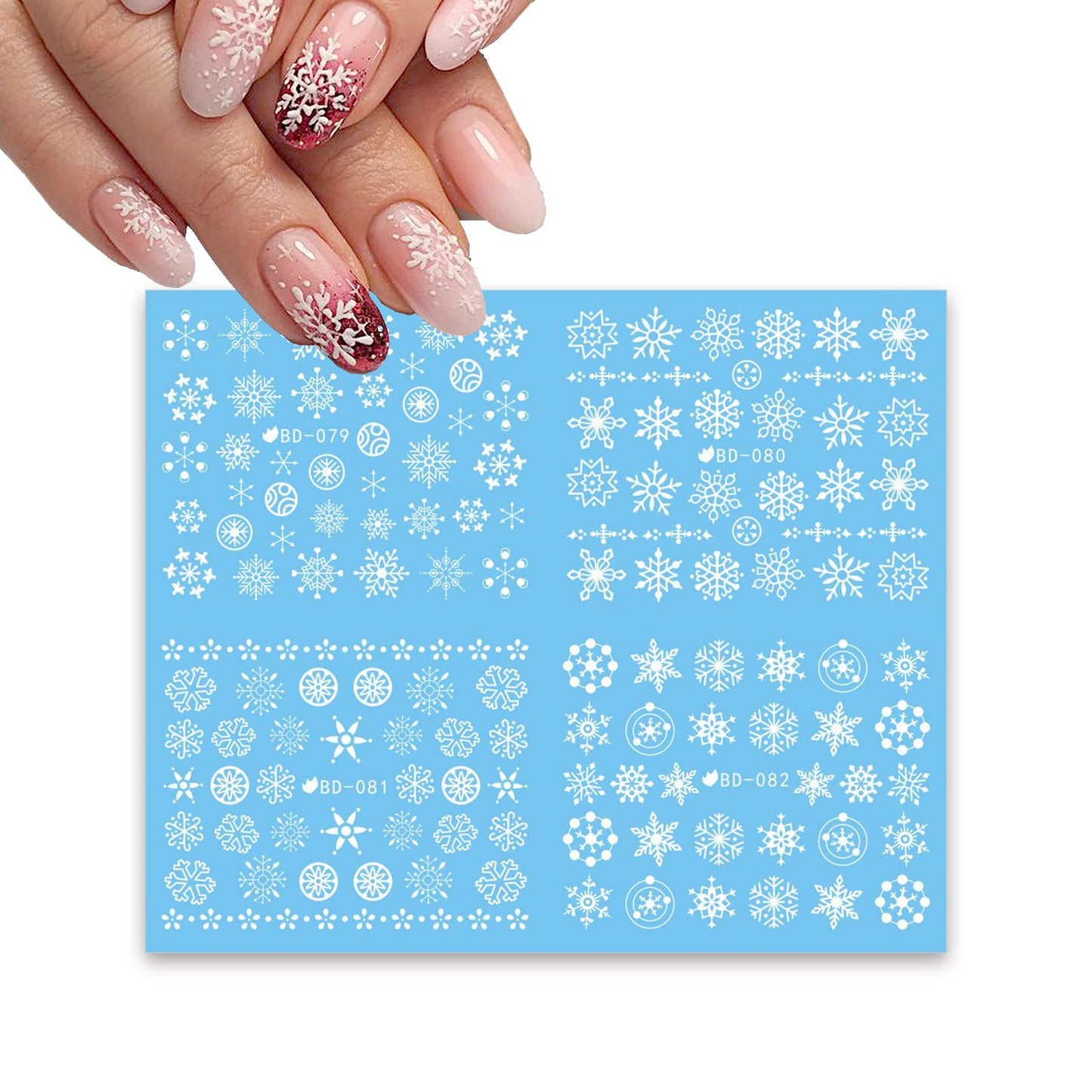 24 Sheets Christmas Nail Stickers Snowflake Nail Art Water Decals Transfer Nail Supplies Snowflake Angel Bell Elk Design Nail Tattoo Stickers