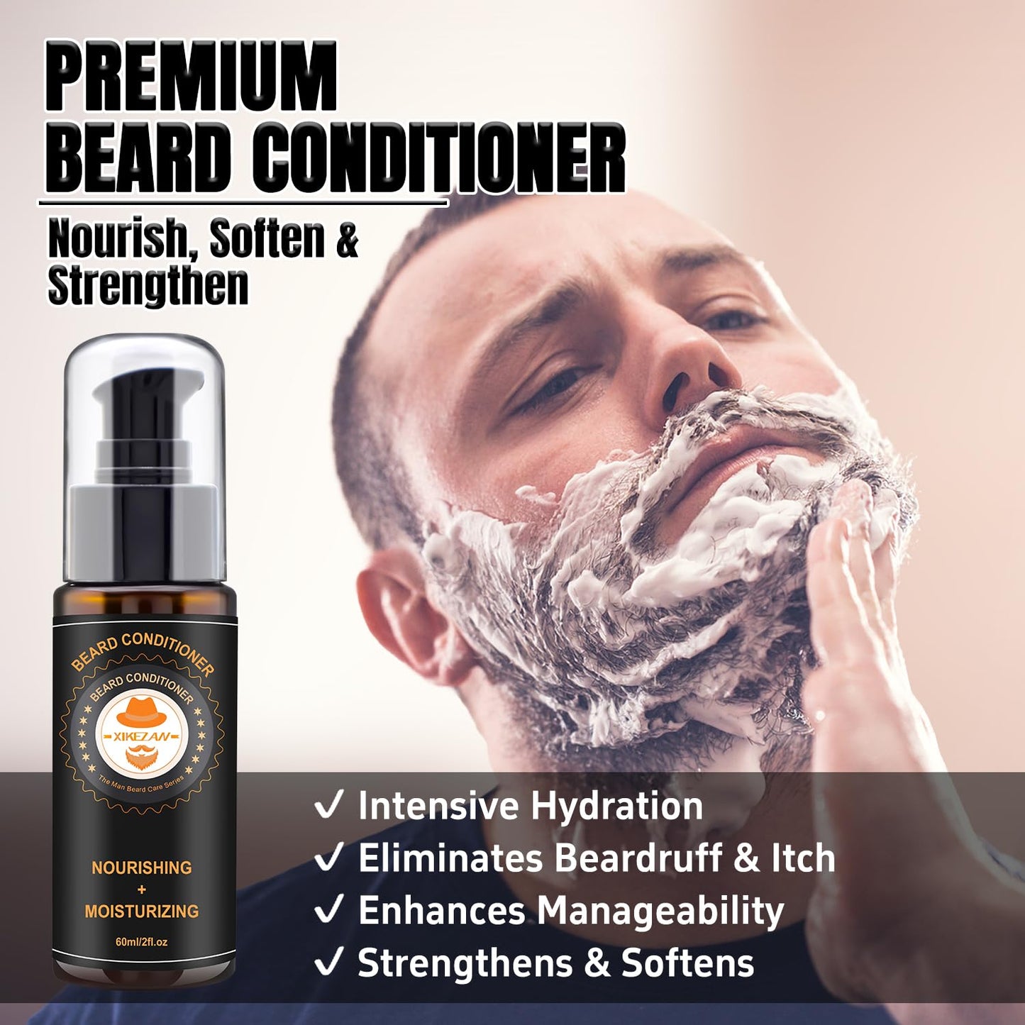 XIKEZAN Beard Kit for Men Care w/Beard Conditioner, Wash, Oil, Balm, Brush, Comb,Birthday Fathers Valentines Gifts for Men Him Dad Husband Boyfriend