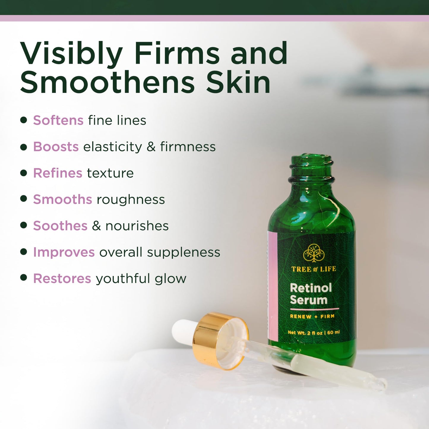 Tree of Life Beauty Retinol Serum, Skin Smoothing Face Oil for Dark and Age Spots and Fine Lines, Facial Serums for Dry and Sensitive Skin Care