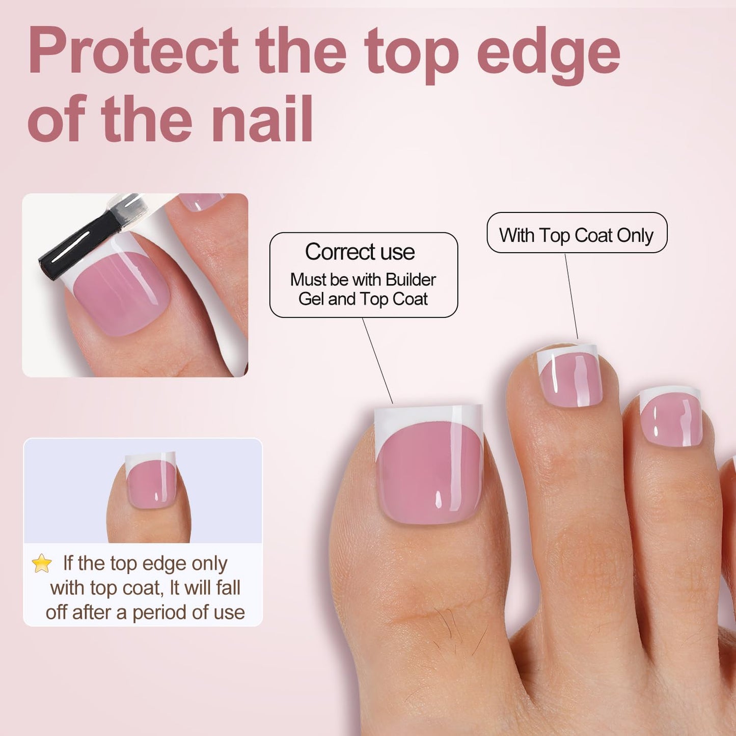 Misssix French Tip Press on Toe Nails, French Square Toe Nail Tips, Soft Gel False Toenail, Acrylic Soak off Fake Toe Nails for Women Nail Art DIY 15 Beauty and Personal Care Misssix