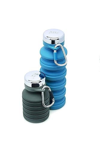 Joie Collapsible Water Bottle On The Go with Carabiner, Expands from 7.5 Ounces up to 16 Ounces, Silicone, Leak-Proof, BPA-Free, Space-Saving