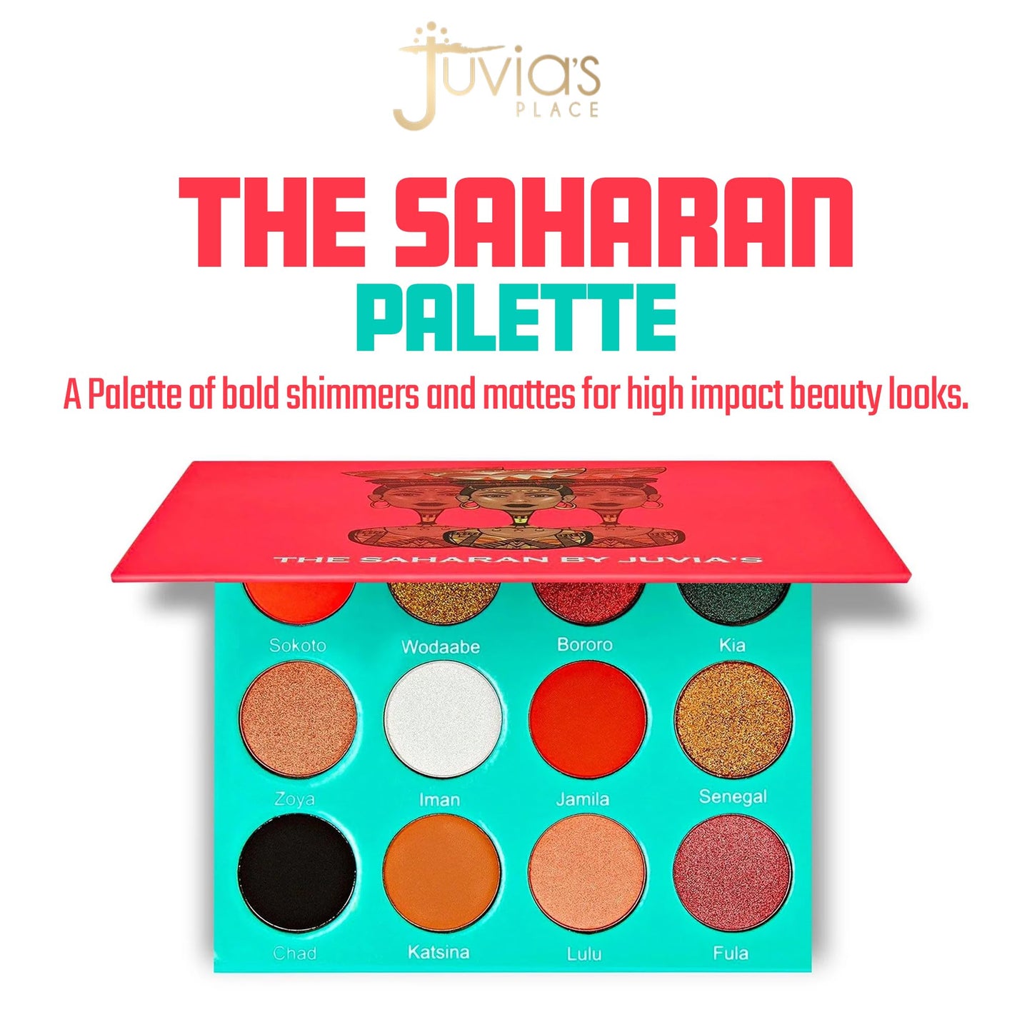 Juvia's Place Palette The Saharan - Reds, Black, White, Golds, Peach, Shades of 12, Bold Mattes and Flattering Shimmer, Professional Eye Makeup…