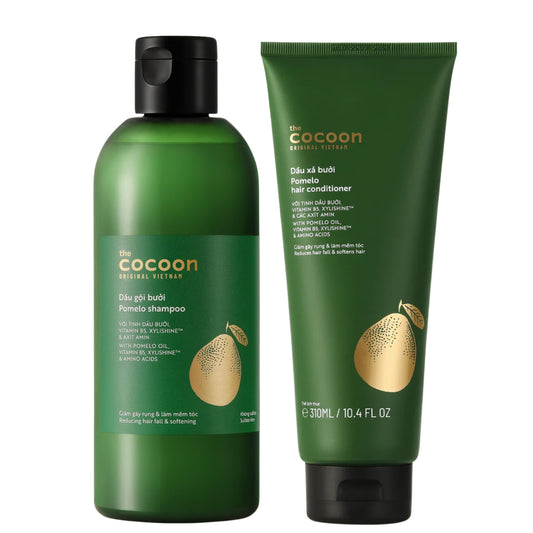 Cocoon Pomelo Shampoo & Conditioner Bundle, Sulfate Free Strengthening Hair Care Set for Weak, Thinning and Color Treated Hair, Nourishing Vegan