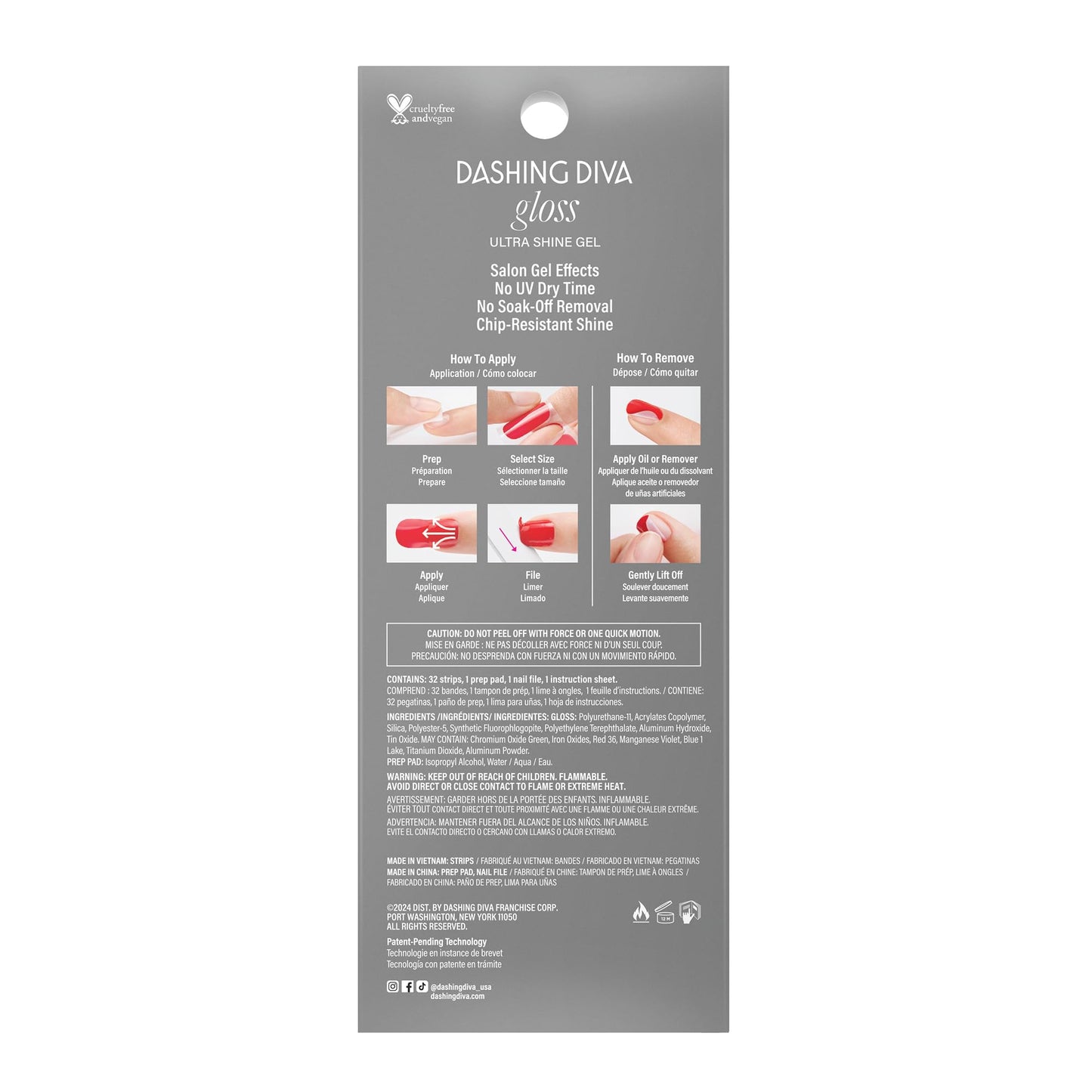 Dashing Diva Gloss Nail Strips - Holly Wood | UV Free, Chip Resistant, Long Lasting Gel Stickers | Contains 32 Wraps, 1 Prep Pad, 1 File Beauty & Personal Care Dashing Diva