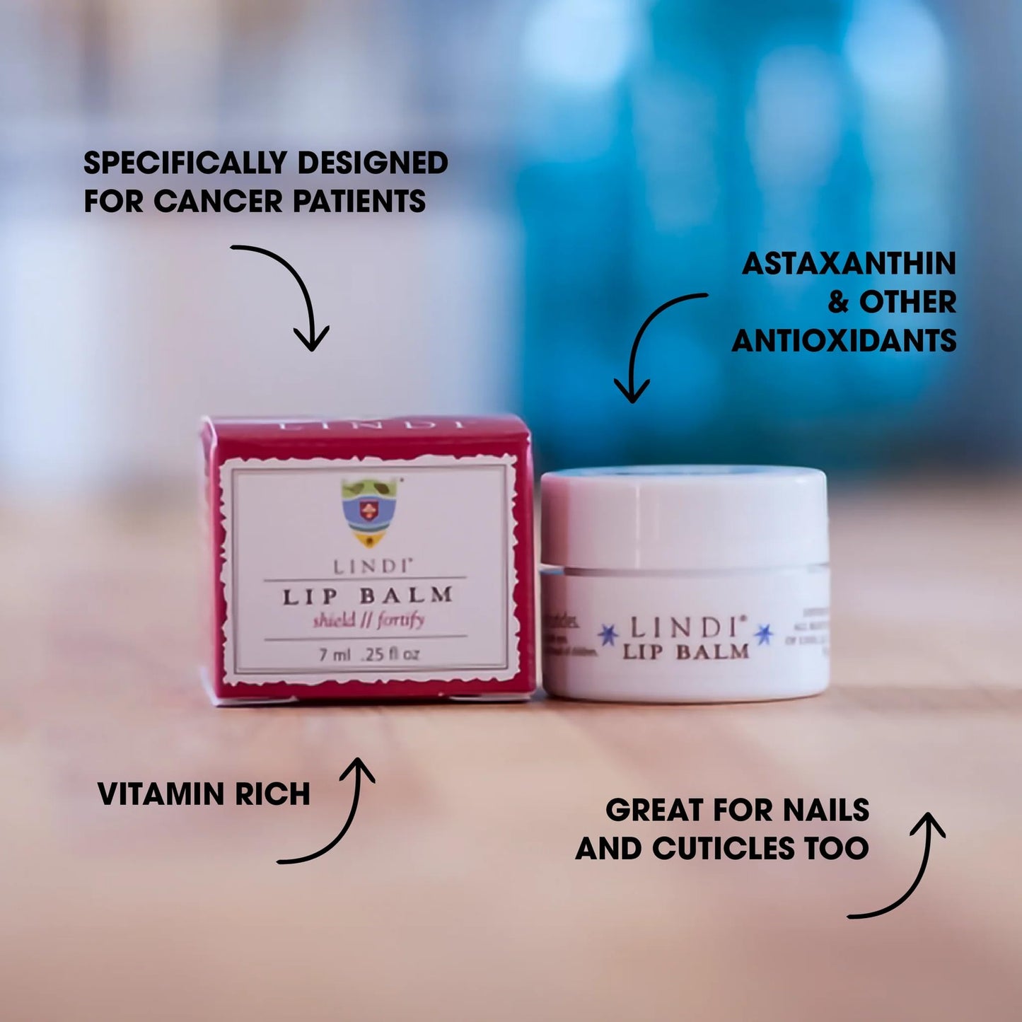 LINDI SKIN Lip Balm - Gentle, Non-Irritating, Vitamin E Formula That Hydrates and Soothes Dry, Chapped Lips - Soother for Nails & Cuticles - Allergy