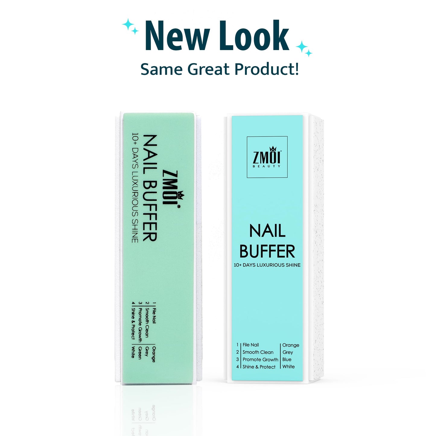 ZMOI Pro Nail Buffer Block - 2 Pack Luxurious Shine Korean 4-Way Nail Buffing Block - Natural Shine Nails - Manicure/Pedicure Tools for Home and Salon