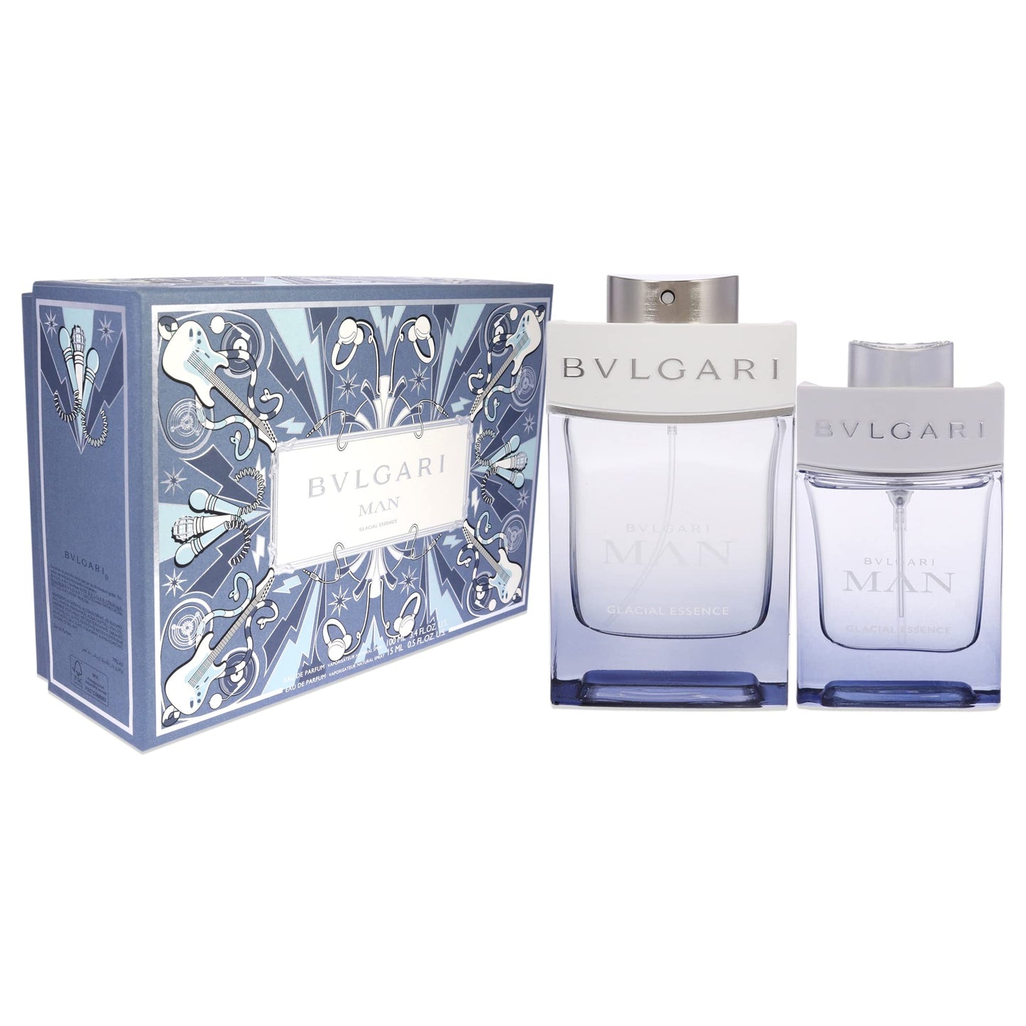Bvlgari Man Glacial Essence Men 3.4oz EDP Spray, 0.5oz EDP Spray 2 Pc Gift Set