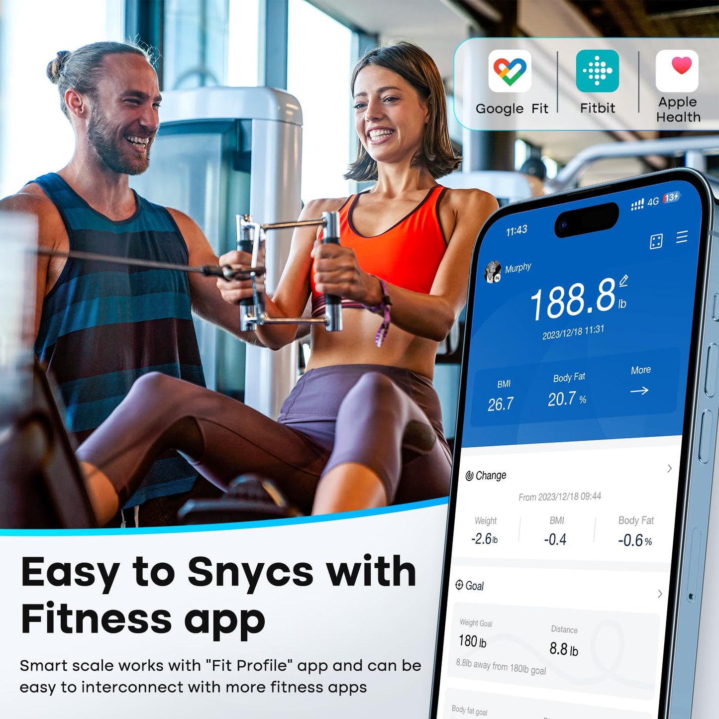 GE Smart Scale for Body Weight, BMI, Fat, Muscle Mass, Digital Bathroom Scales 500lbs Bluetooth 11.8" Large Platform Weighing Machine Health Monitor…