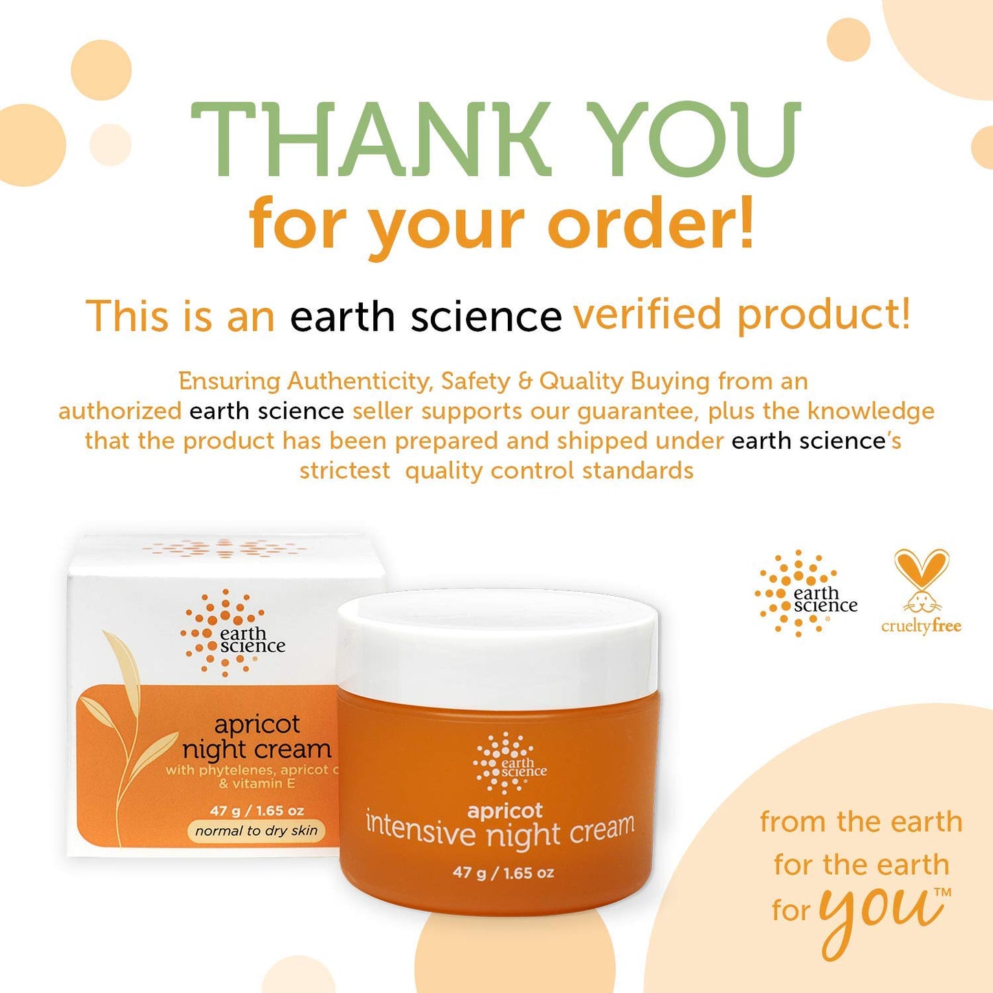 EARTH SCIENCE - Apricot Night Cream with Hydrating Apricot and Vitamin E for Dry Skin (1.65 oz)