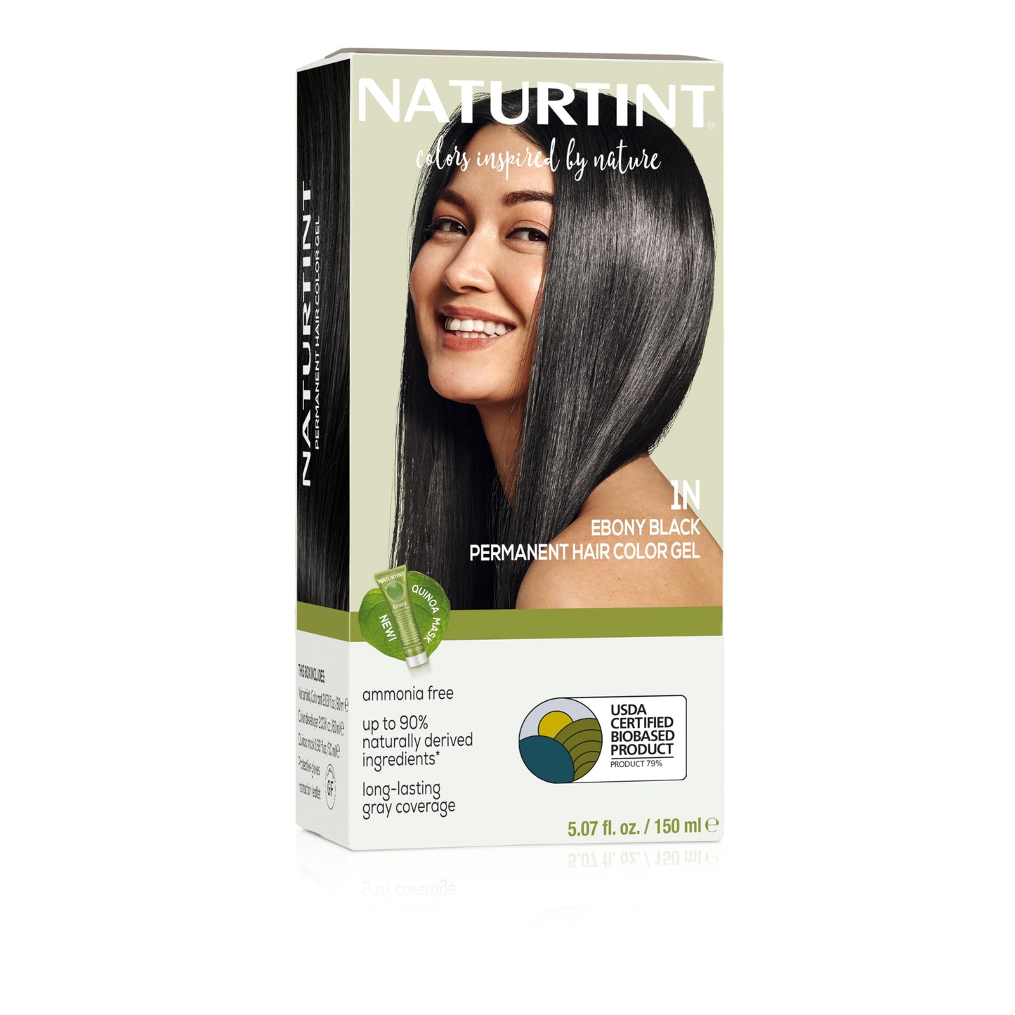 Naturtint 1N Ebony Black Permanent Hair Color (Pack of 1), Ammonia Free, Vegan, Cruelty Free, up to 100% Gray Coverage, Long Lasting Results
