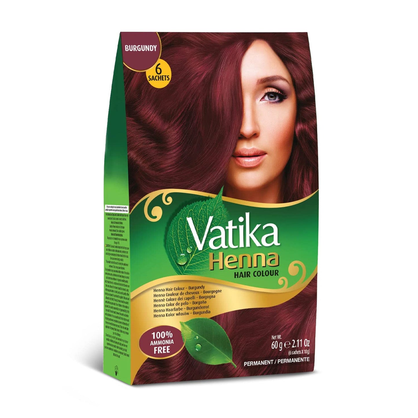 Vatika Naturals Permanent Hair Dye Burgundy, 100% Grey Coverage, Ammonia-Free, for Rich, Long-Lasting Color, No Damage, for Healthy, Vibrant Hair - 6