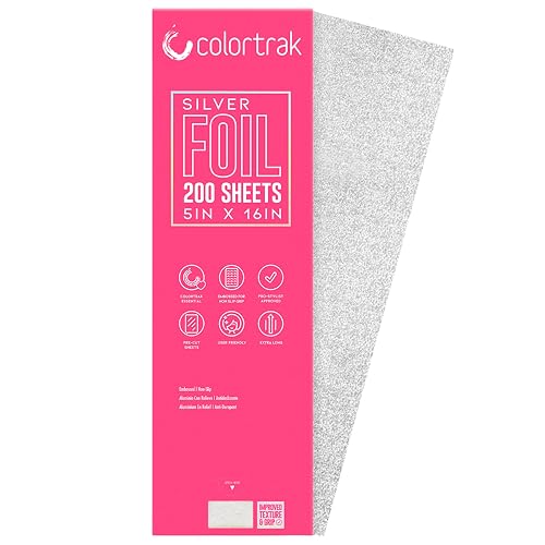 Colortrak Embossed Hair Coloring Foil Sheets, Professional, Convenient 5 x 16 inch Extra Long Pre-cut Sheets, Easy to Grab During Processing, Silver