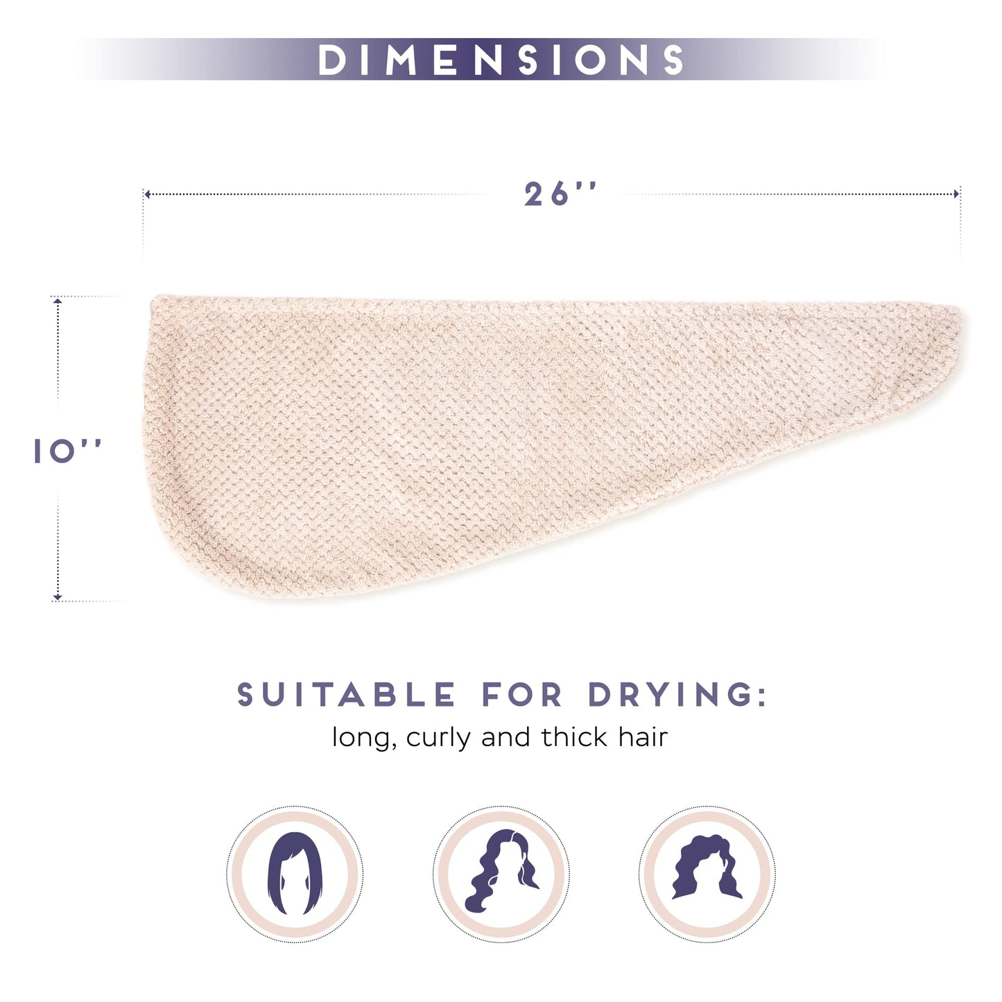 SimpleField 2 Pack Microfiber Hair Towel Wrap for Women, Anti Frizz Quick Drying Hair Turban for All Hair Style, Absorbent and Lightweight (Beige) Beauty and Personal Care SimpleField