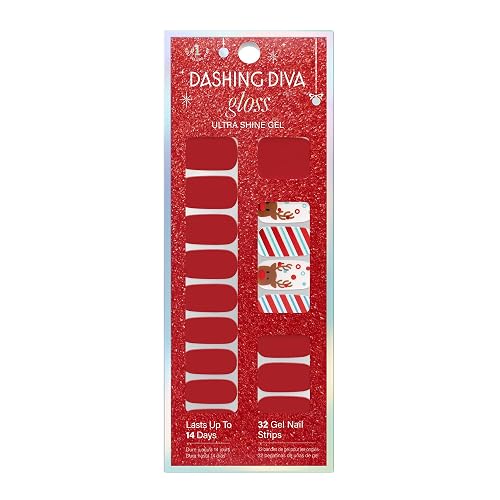 Dashing Diva Gloss Nail Strips - Santa's Helper - UV Free, Chip Resistant, Long Lasting Gel Nail Stickers - 3-Piece Manicure Set - Contains 32 Wraps Beauty & Personal Care Dashing Diva