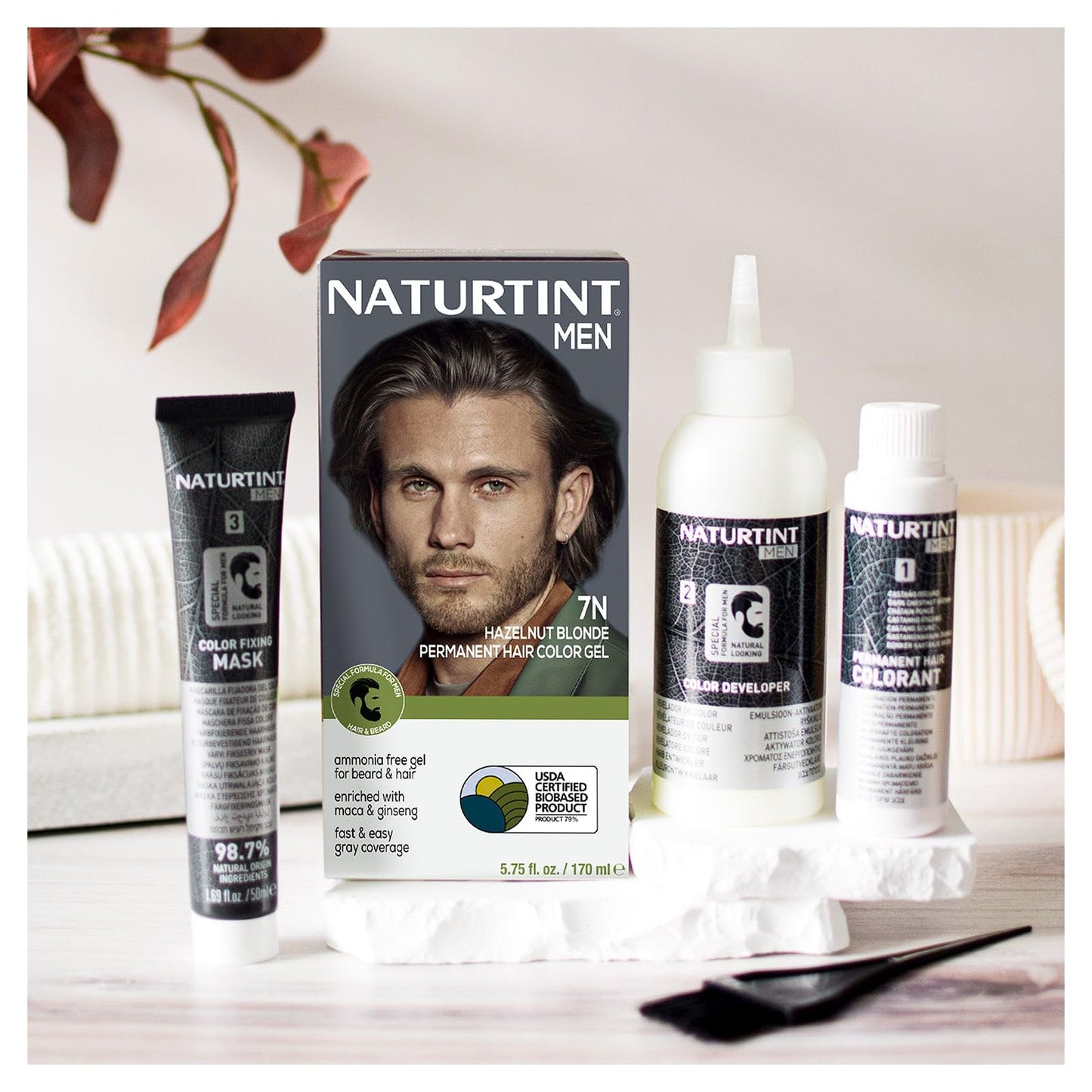 Naturtint Mens Permanent Hair Color for Hair Beard and Mustache (7N Men's Hazelnut Blonde)